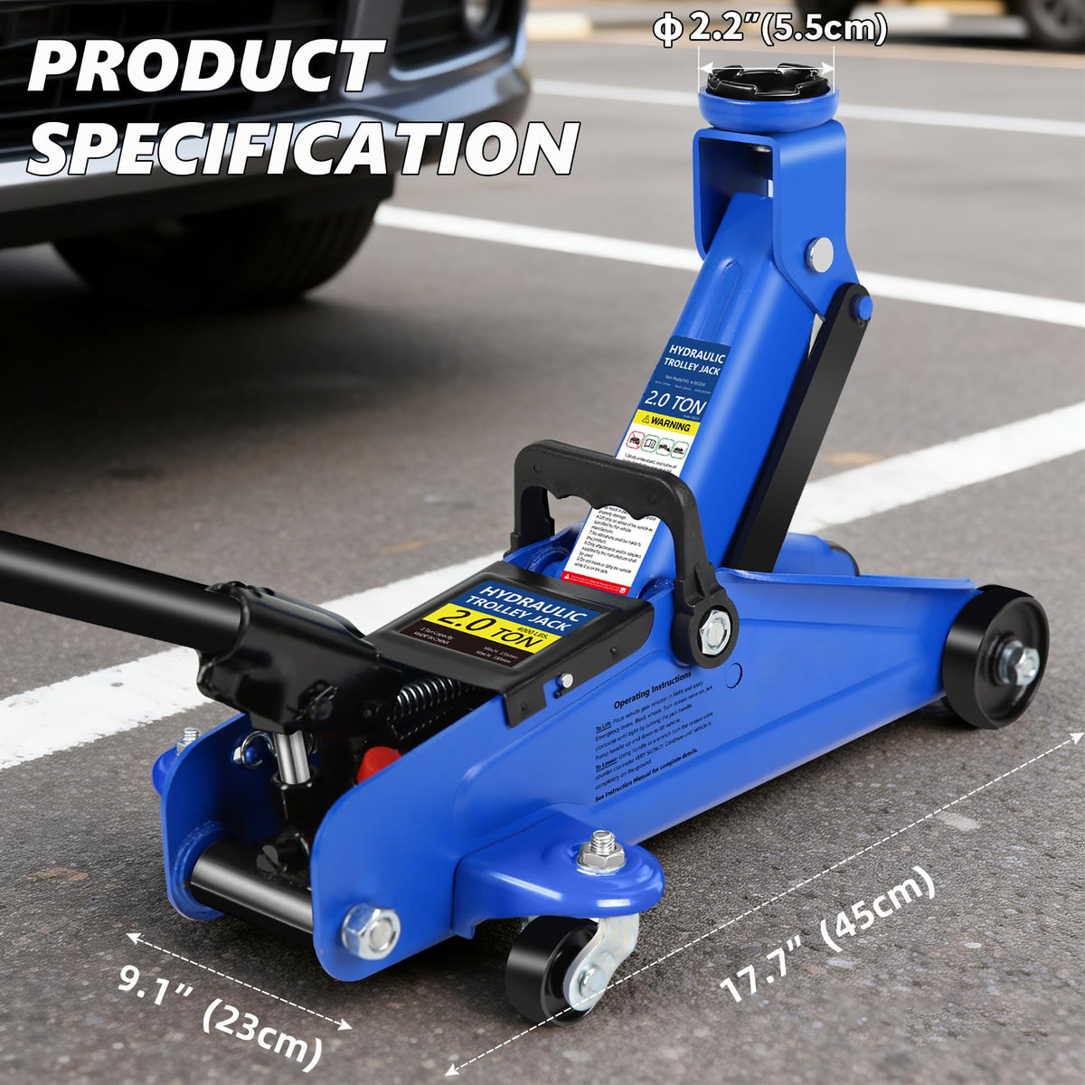 2 Ton Low Profile Floor Jack, 4000 lbs, Blue M880