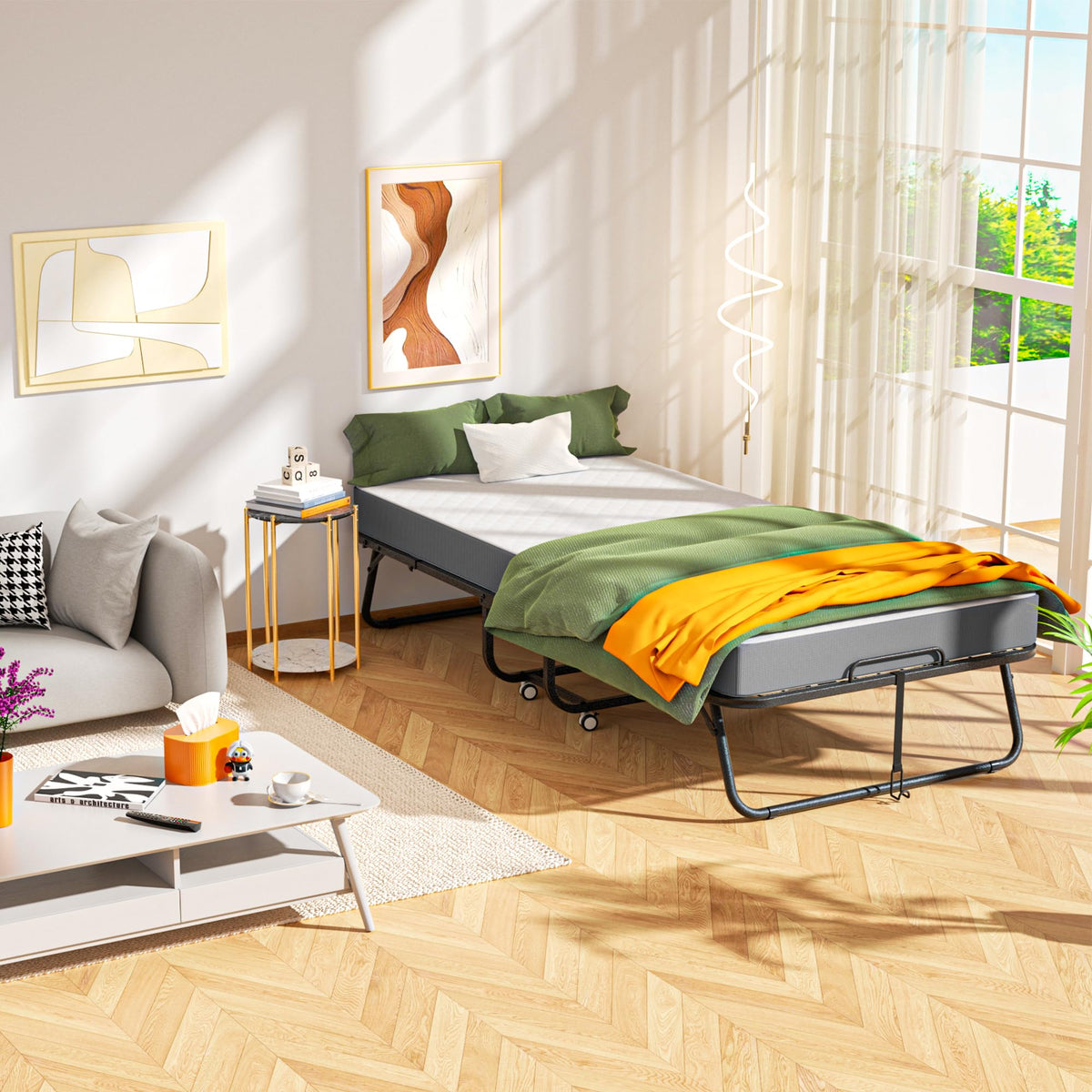 Folding Bed with 5-inch Memory Foam Mattress Y549820
