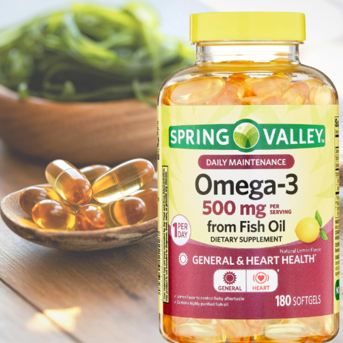 Omega 3 500mg 180 Softgels Fish Oil Dietary Supplements E558267