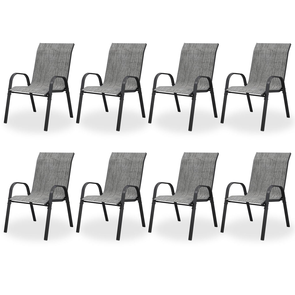 Light Gray Stacking Patio Dining Chairs Set of 8 L171256