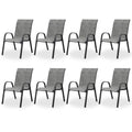 Light Gray Stacking Patio Dining Chairs Set of 8 L171256