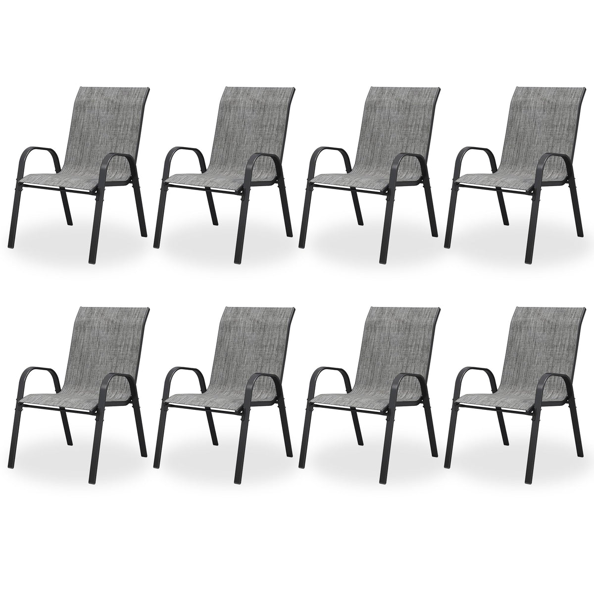 Light Gray Stacking Patio Dining Chairs Set of 8 L171256