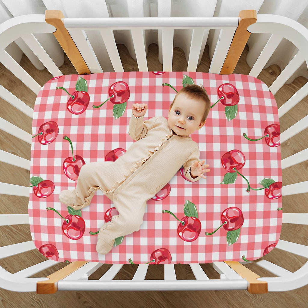 Cherry Buffalo Plaid Fitted Crib Sheet D480