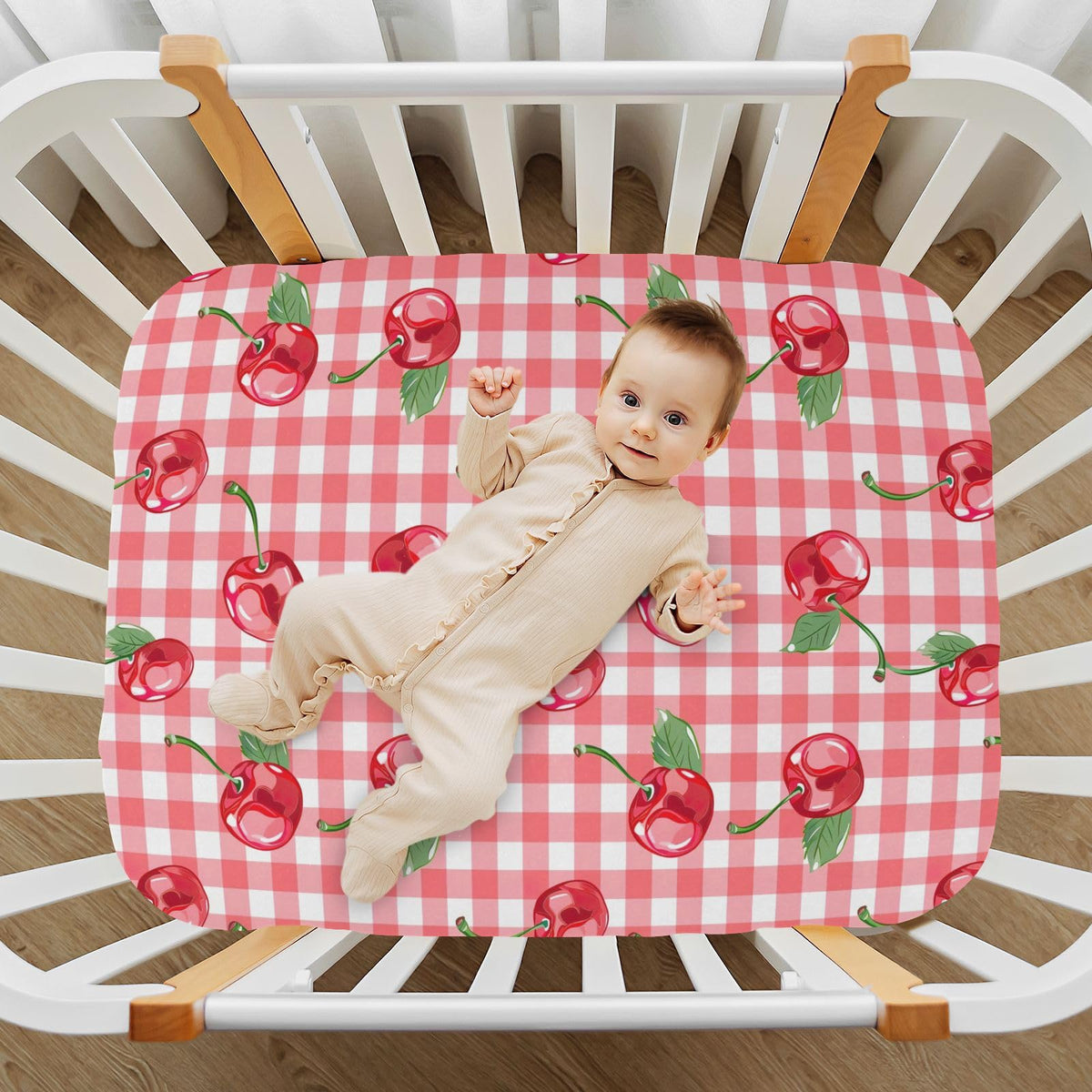 Cherry Buffalo Plaid Fitted Crib Sheet D480