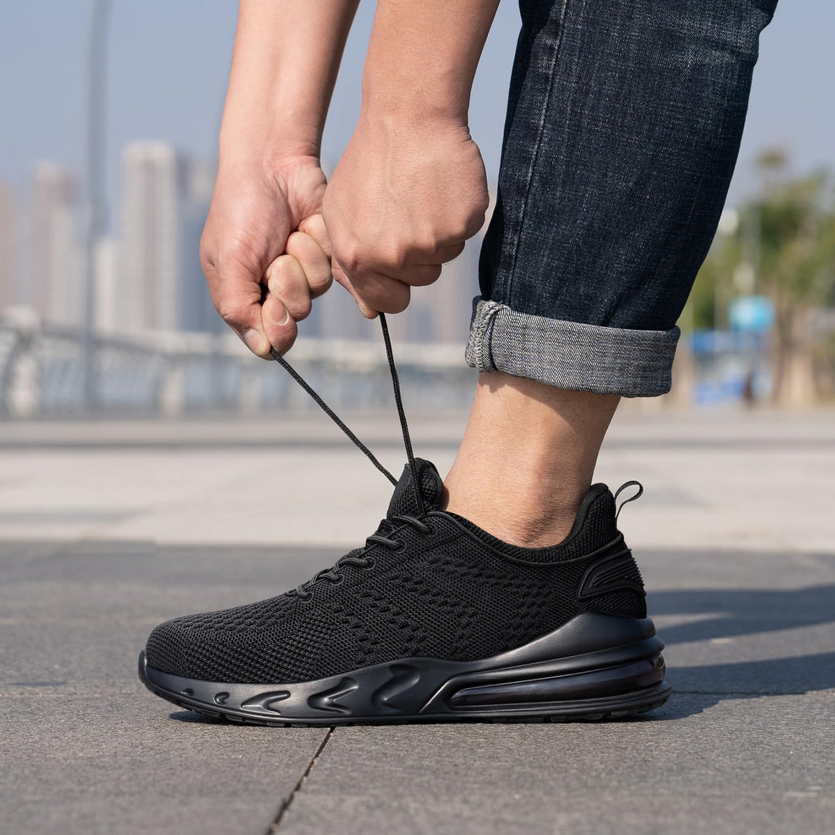 Men Non Slip Waterproof Slip-on Work Shoes I2873