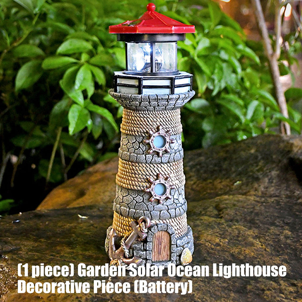 Solar Powered Resin Lighthouse Ornament Y22578