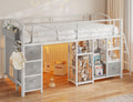 Twin Low Loft Bed with Storage Drawers and LED Lights A427