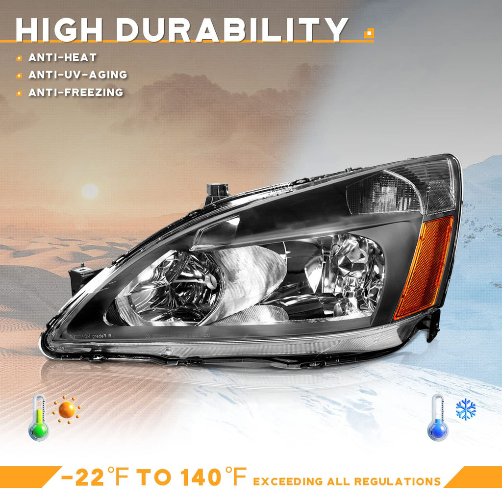 Black Headlight Assembly Left+Right D457