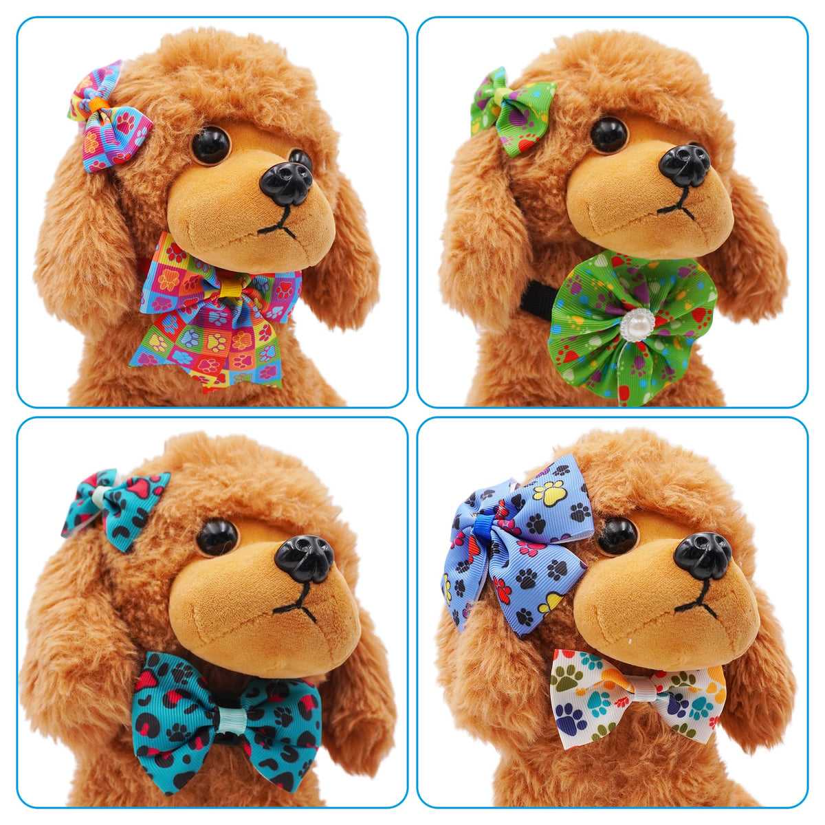 120PCS Dog Bows Collar Flowers and Bowties Grooming Accessories K750