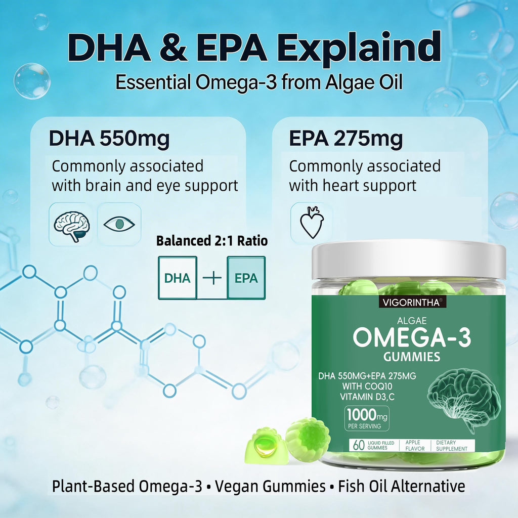Vegan Omega-3 Algae Oil Softgels with DHA & EPA, 120 Softgels N430