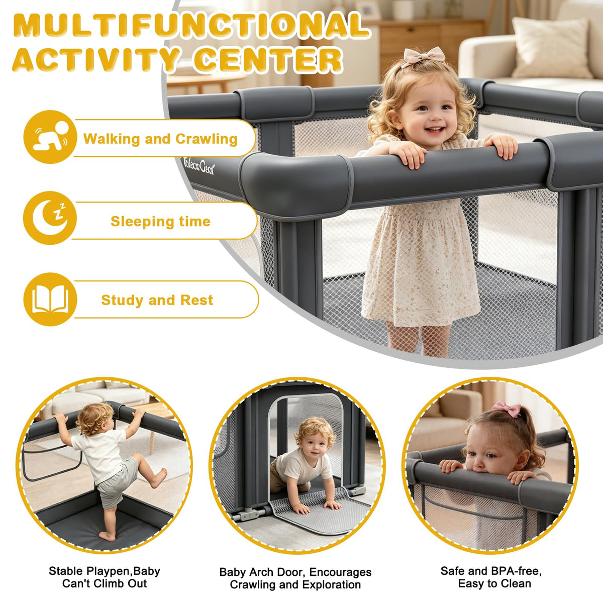 Foldable Baby Playpen with Mat G46949
