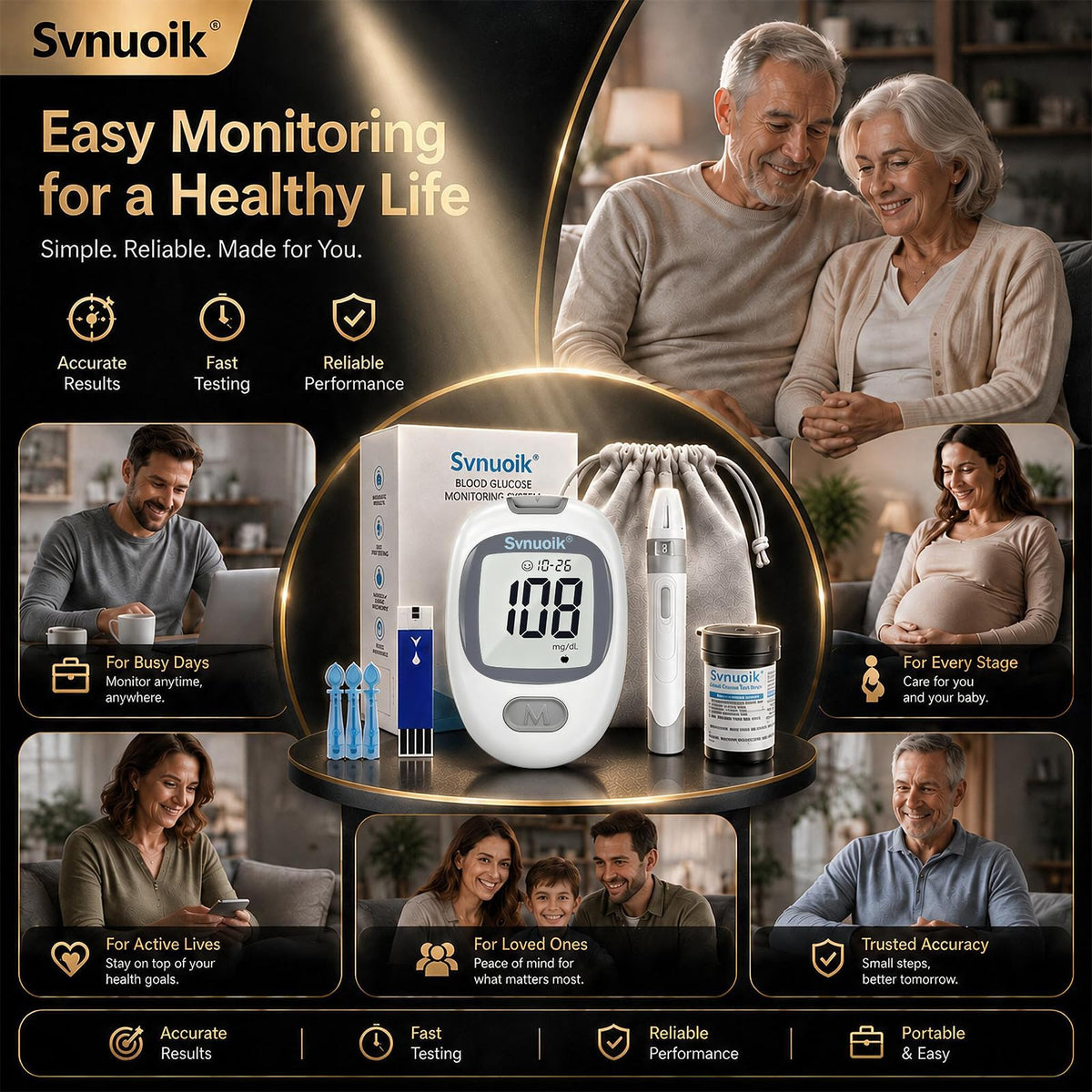 Blood Glucose Monitor Kit with 100 Strips & Lancets W183