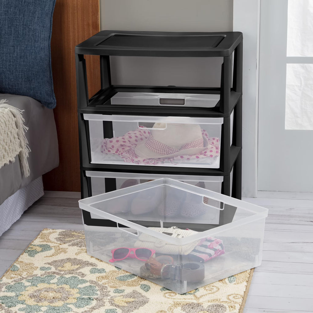 3 Drawer Clear Plastic Storage Cart H58244