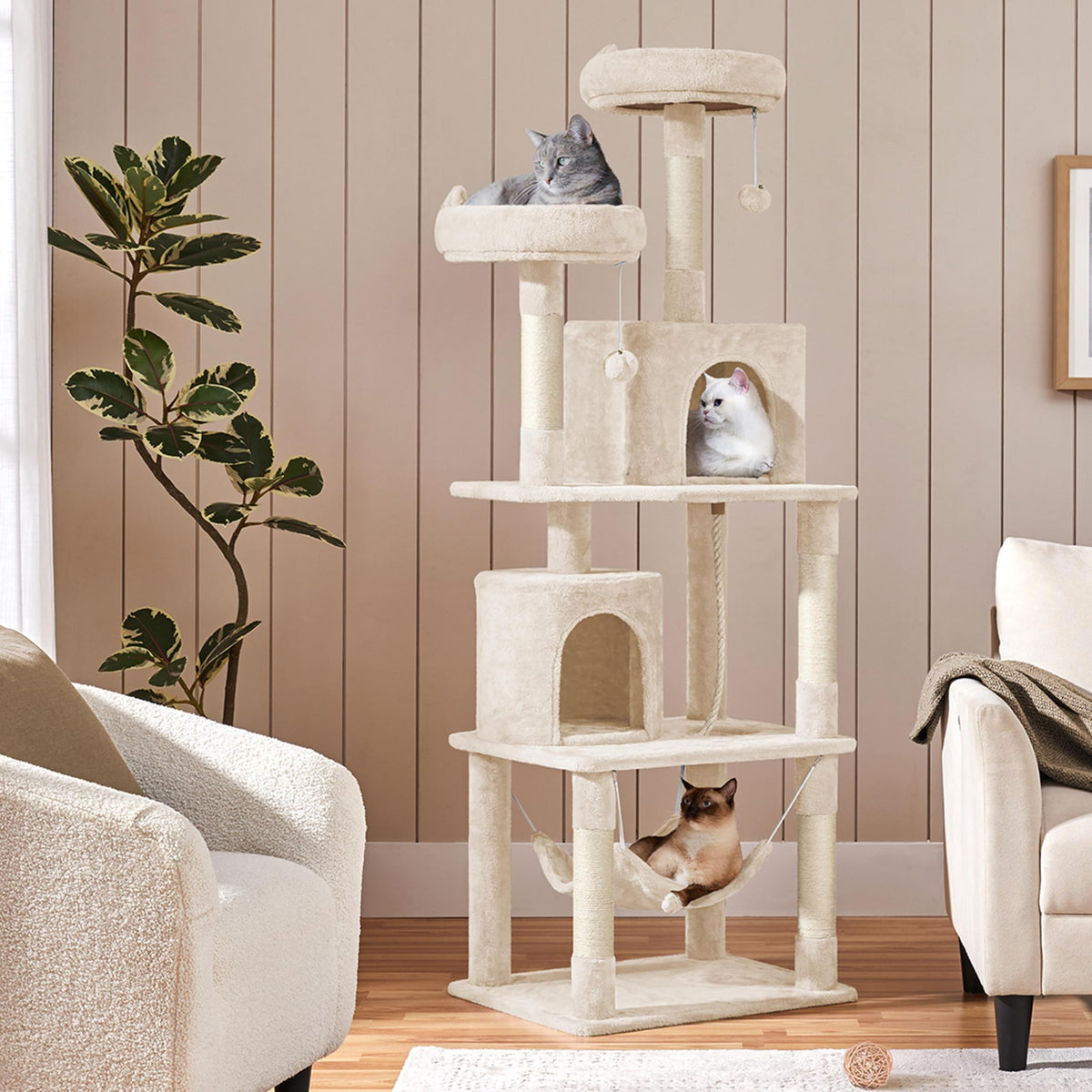 Beige 70.5in Multi-Level Cat Tree C2906