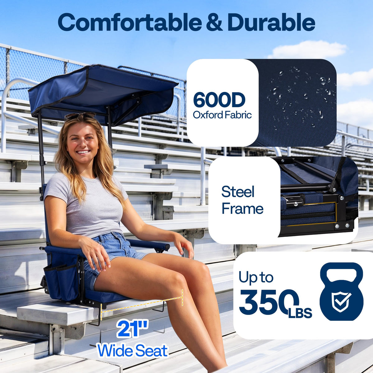Stadium Seat with Sunshade Canopy and Back Support Z819