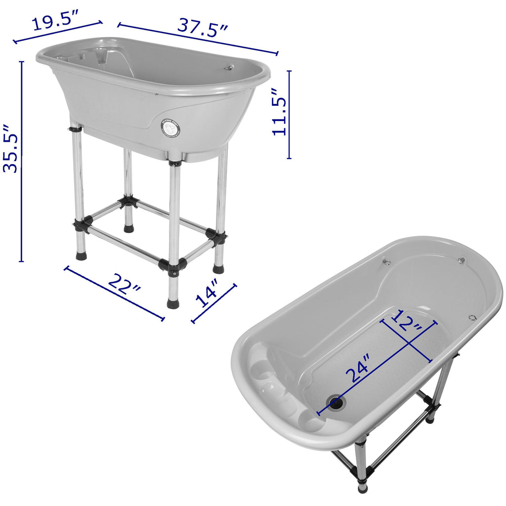 Portable Pet Bath Tub White 37.5"x19.5"x35.5" U70086