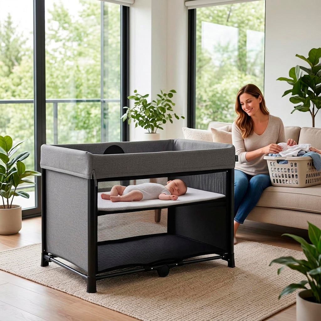 Portable Playard with Instant Fold and Bassinet, Grey M263967