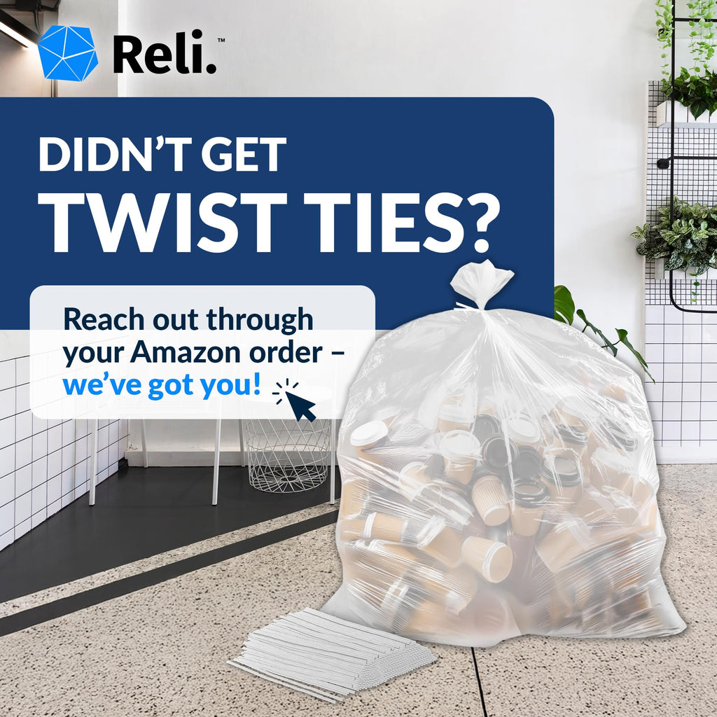 55-60 Gallon Heavy Duty Clear Trash Bags with Ties G945