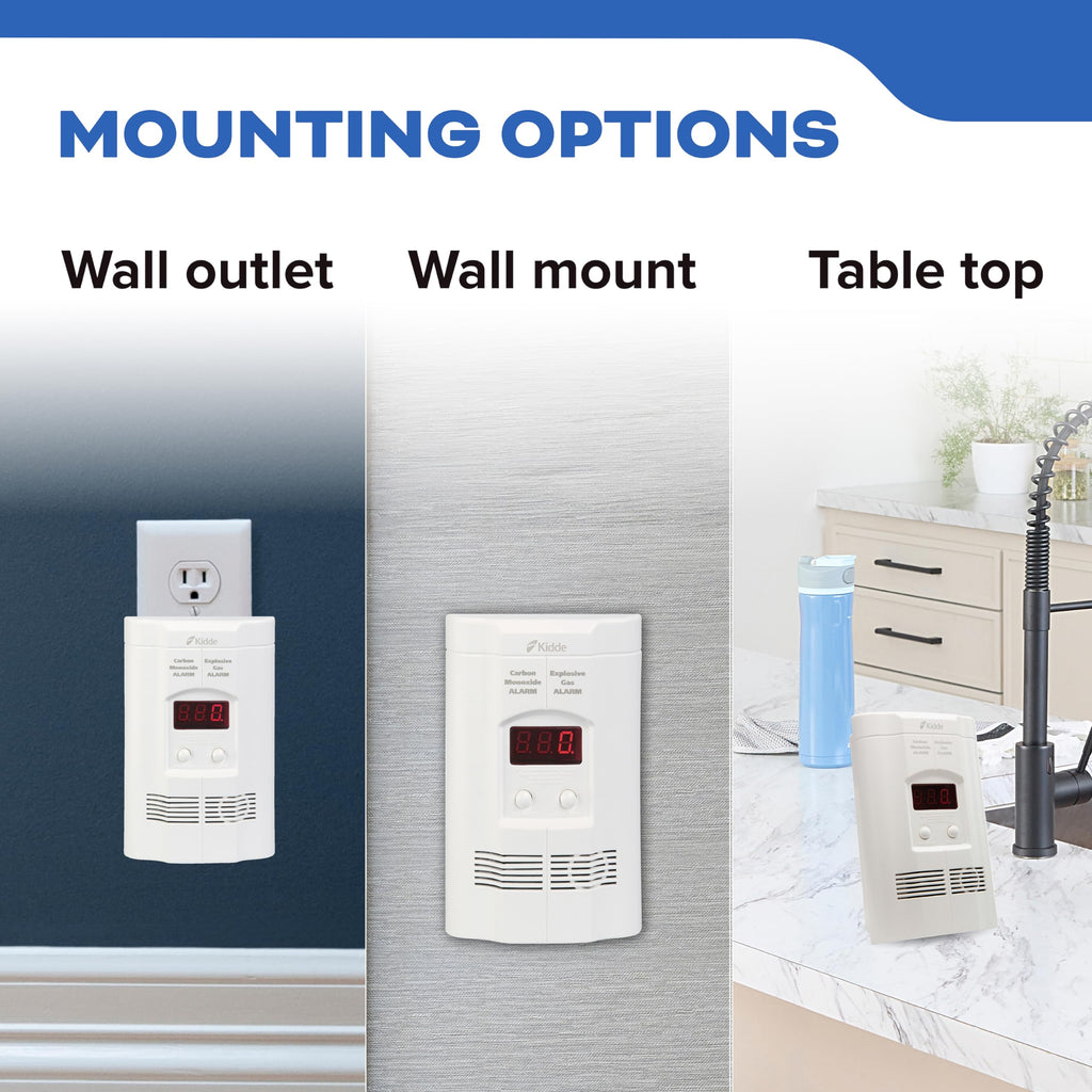 Carbon Monoxide & Explosive Gas Detector, Plug-in with Battery Backup B730