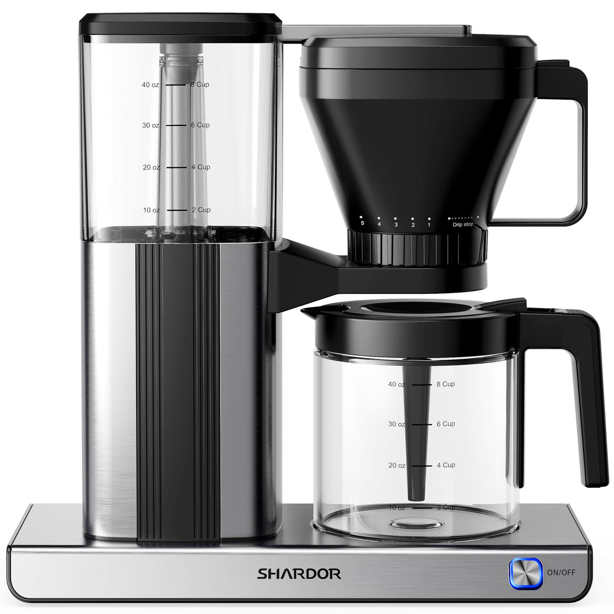 8 Cup Drip Coffee Maker with Reusable Filter and Glass Pot J6045