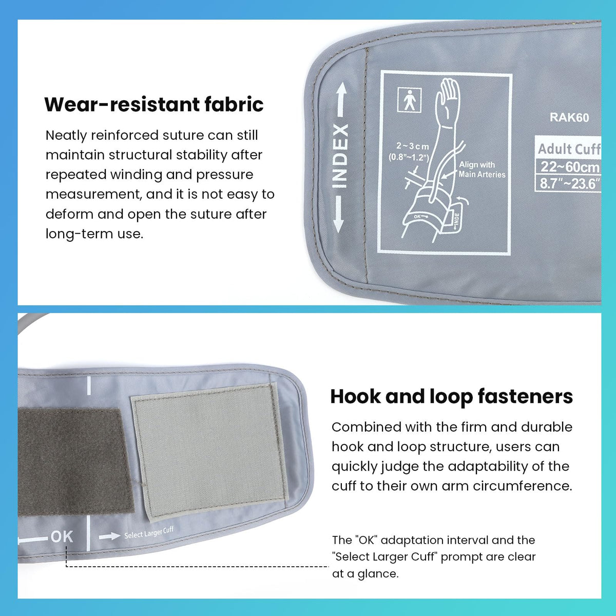 Extra Large Blood Pressure Cuff Replacement, 8.7"-23.6" Adjustable Upper Arm Cuff M703