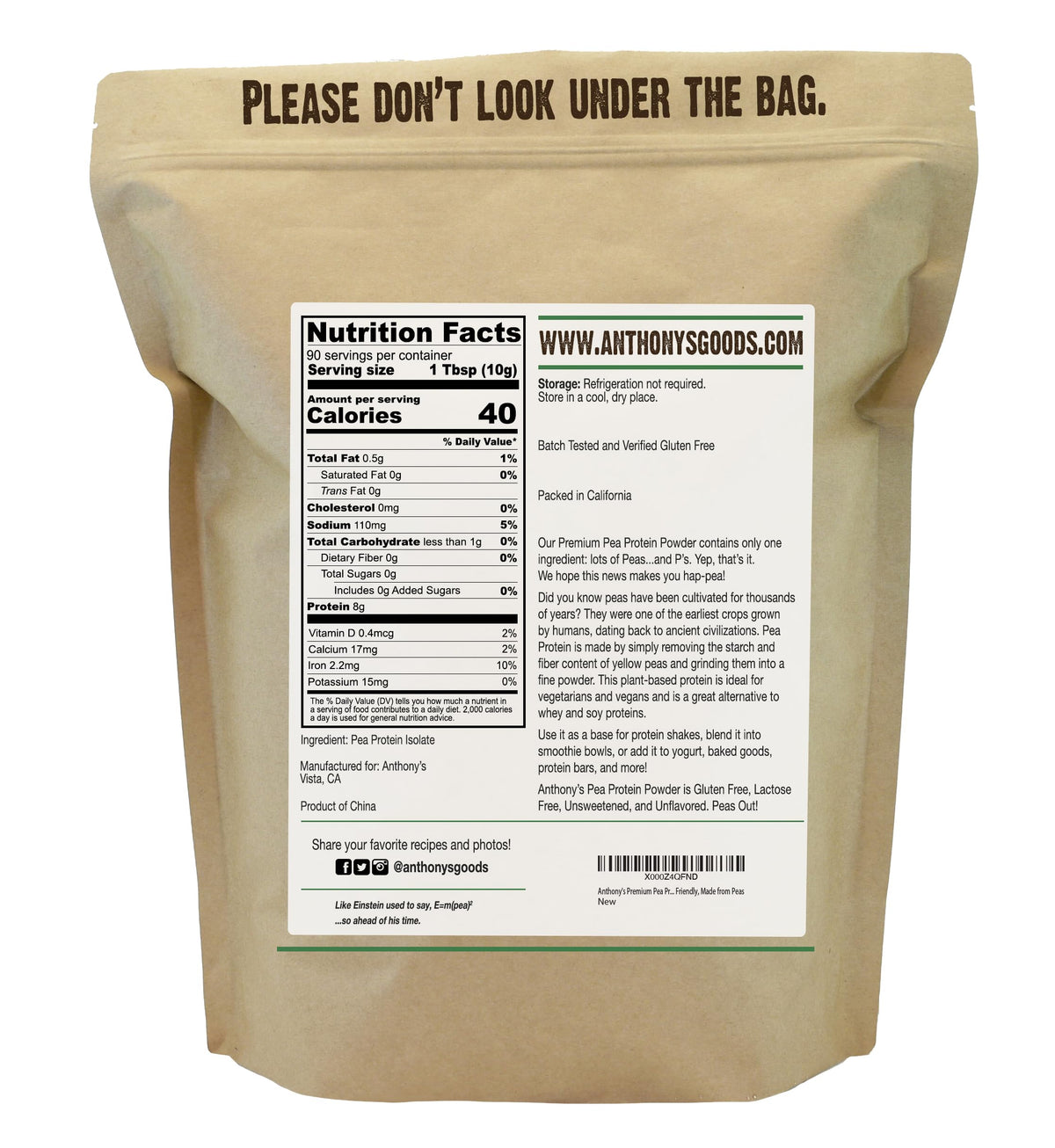 2 lb Plant Based Gluten Free Vegan Pea Protein N9415