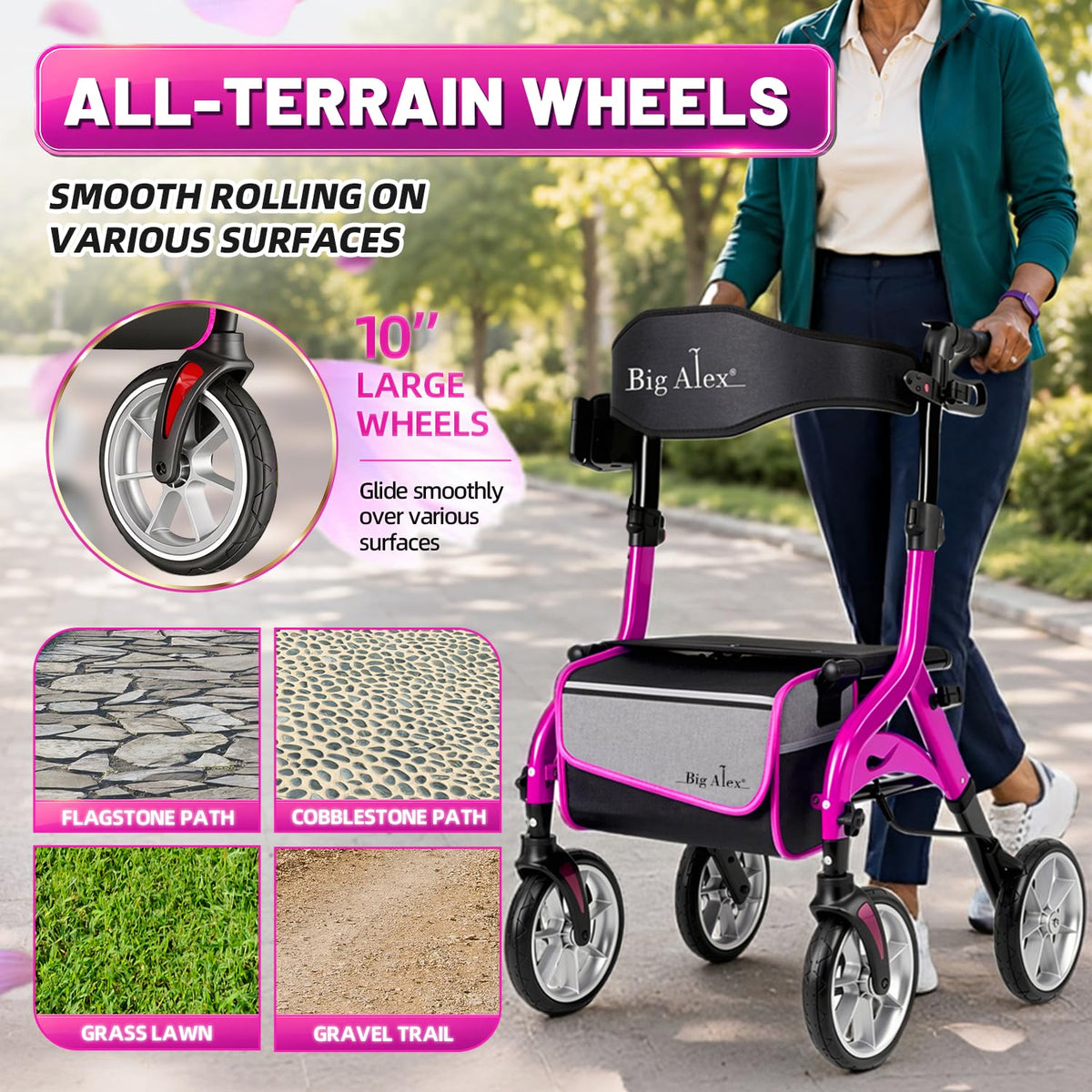Foldable Lightweight Aluminum Rollator Walker with Seat R514980