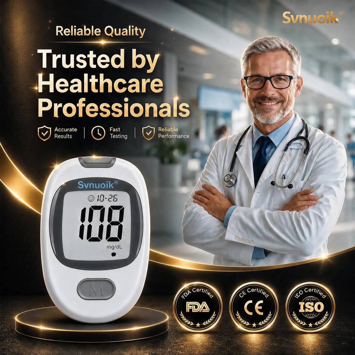 Blood Glucose Monitor Kit with 100 Strips & Lancets W183