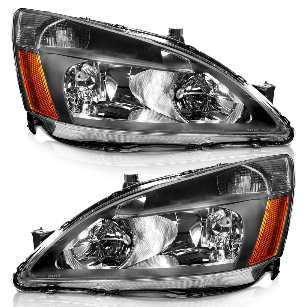 Black Headlight Assembly Left+Right D457