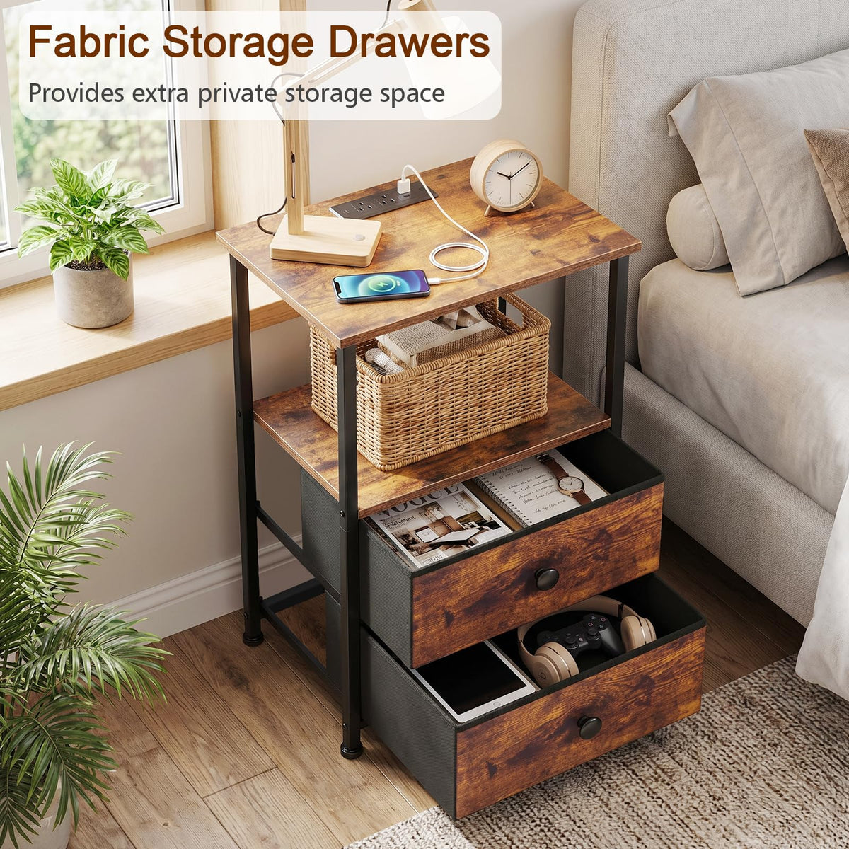 Nightstands Set of 2 with Charging Station J867