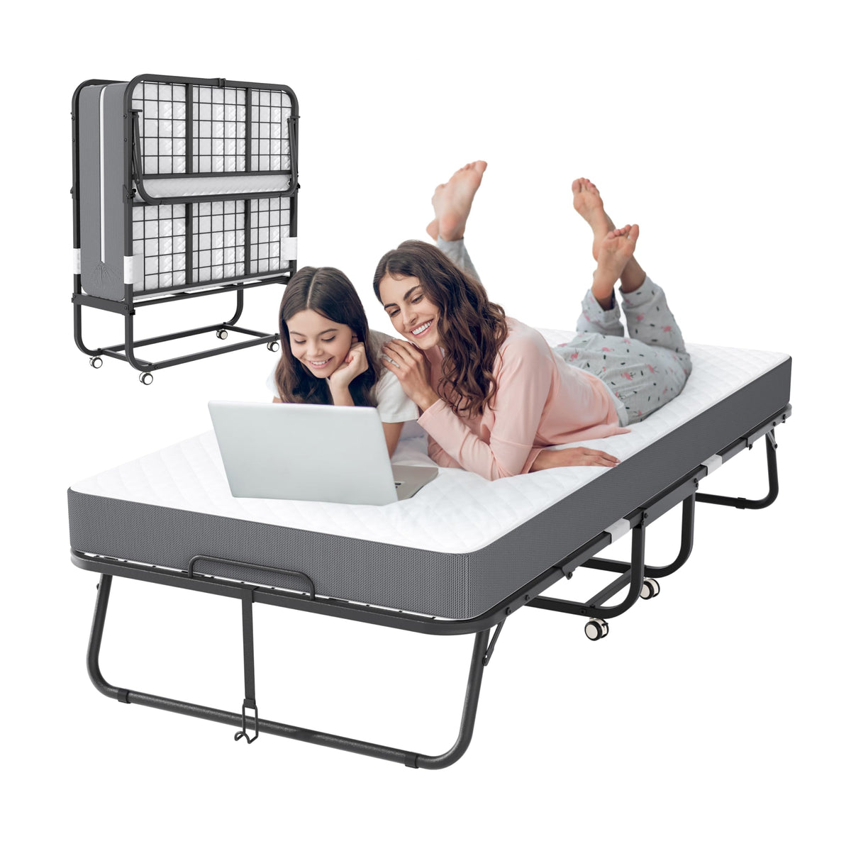Folding Bed with 5-inch Memory Foam Mattress Y549820