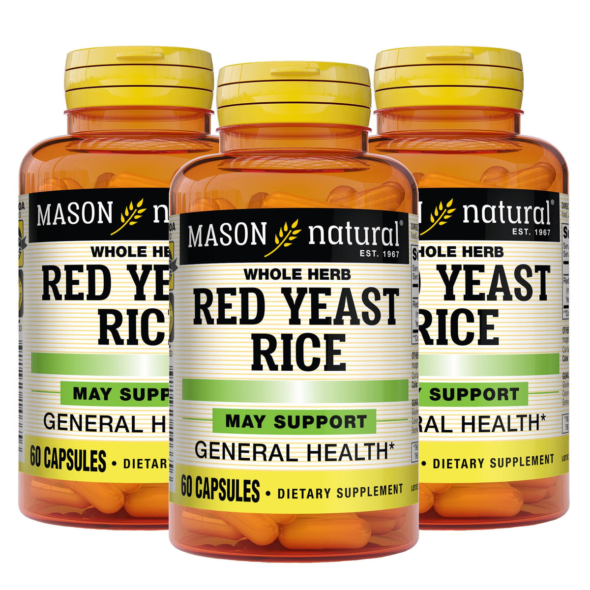 Red Yeast Rice Herbal Supplement 60 Capsules Pack of 3 K983634
