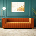 Orange Velvet Tufted 3-Seater Sofa N51388