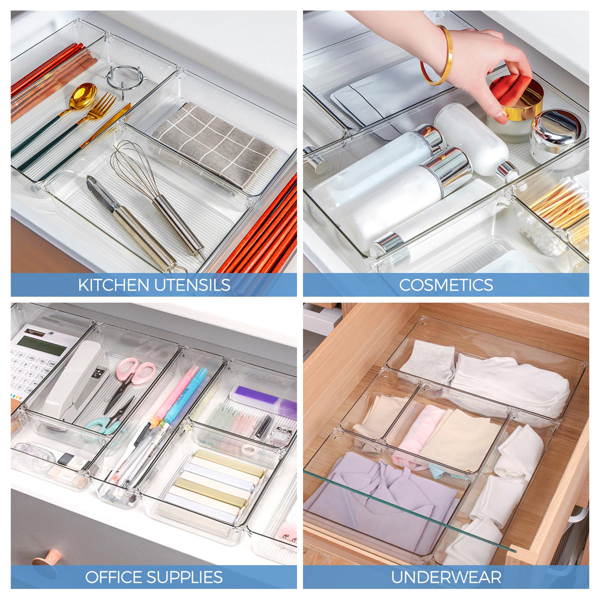 6 Pack Plastic Drawer Organizer X97343