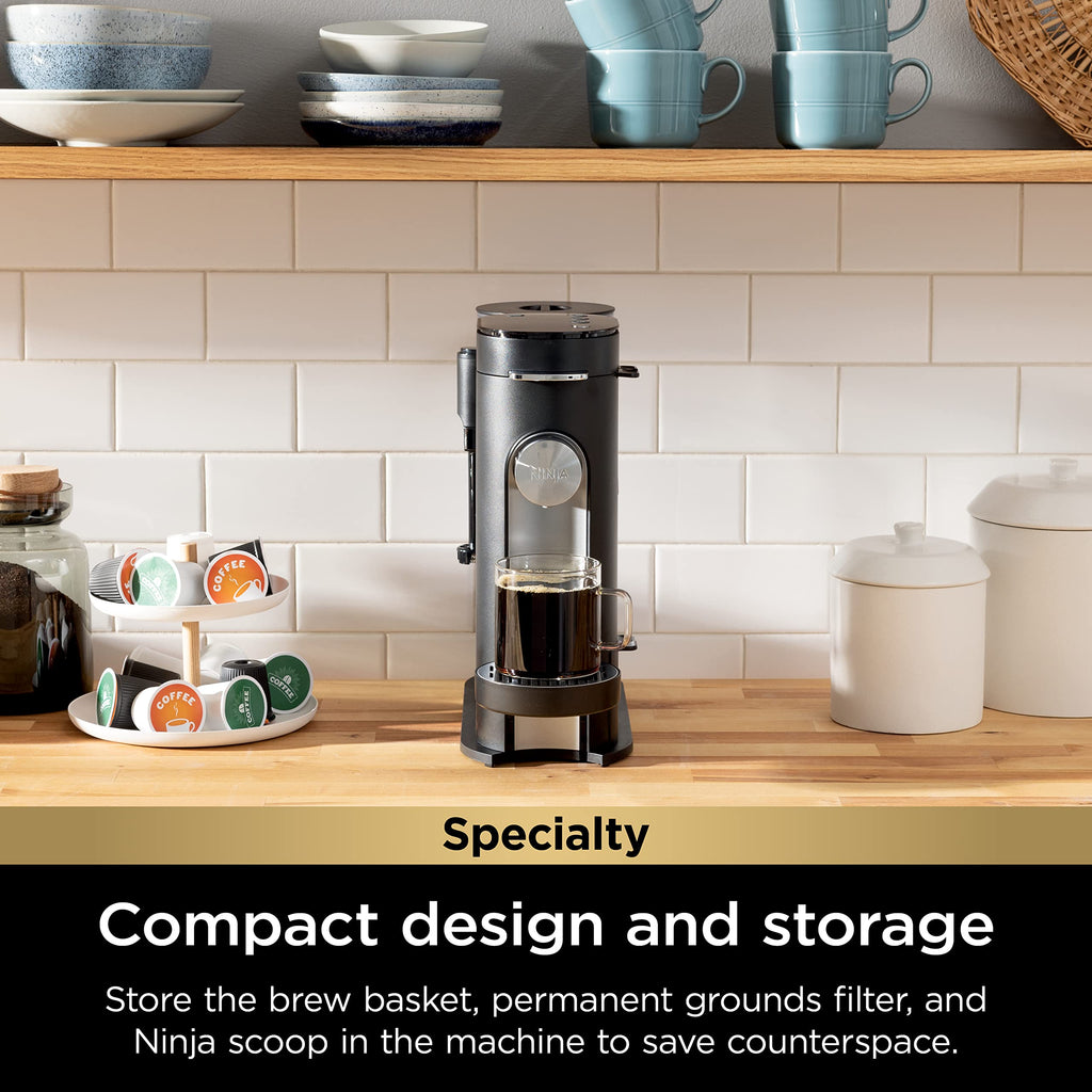 Single-Serve Coffee Maker with Milk Frother, Black F867983