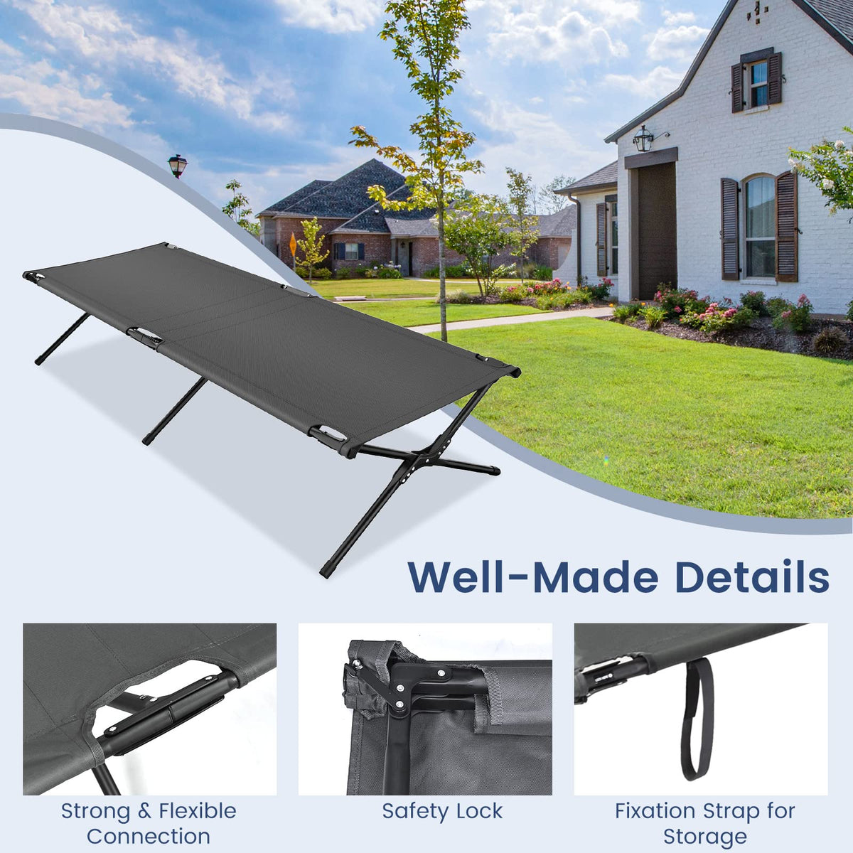 Folding Camping Cot with Carrying Bag J1806