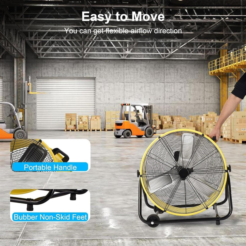 Heavy Duty Floor Drum Fan 3-Speed 360° Tilt Metal A138888