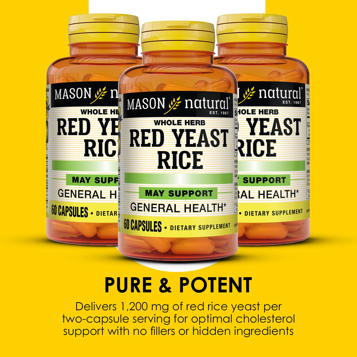 Red Yeast Rice Herbal Supplement 60 Capsules Pack of 3 K983634