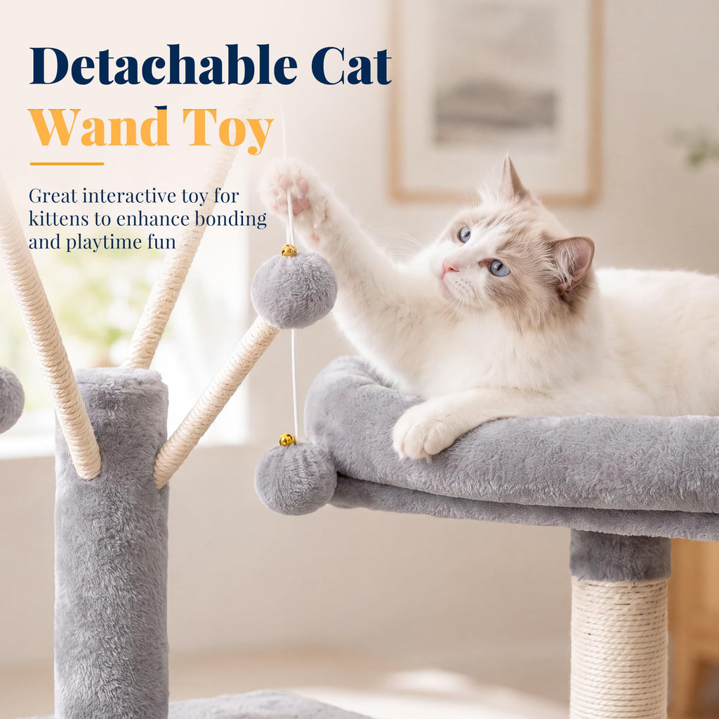 Cat Tree Tower with Padded Platform Bed, Hammock T577
