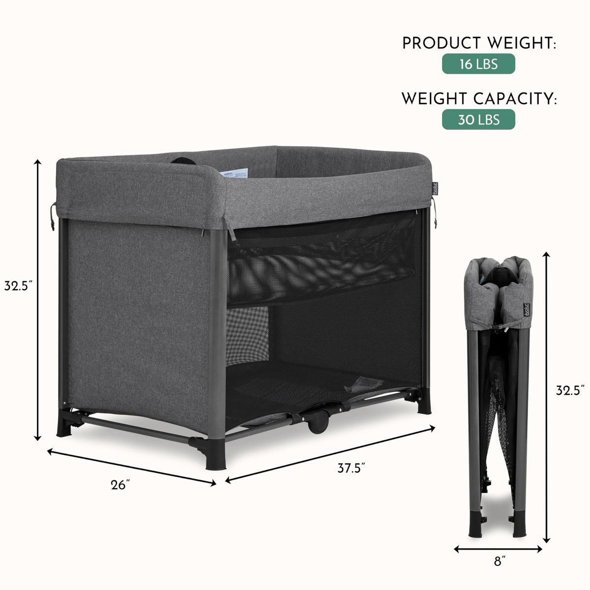 Portable Playard with Instant Fold and Bassinet, Grey M263967