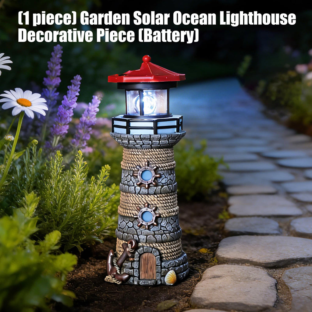 Solar Powered Resin Lighthouse Ornament Y22578