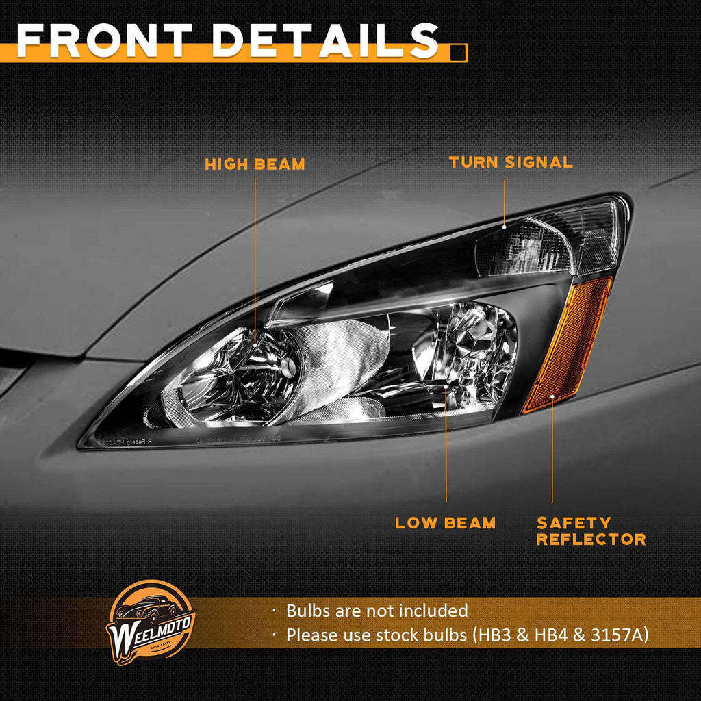 Black Headlight Assembly Left+Right D457