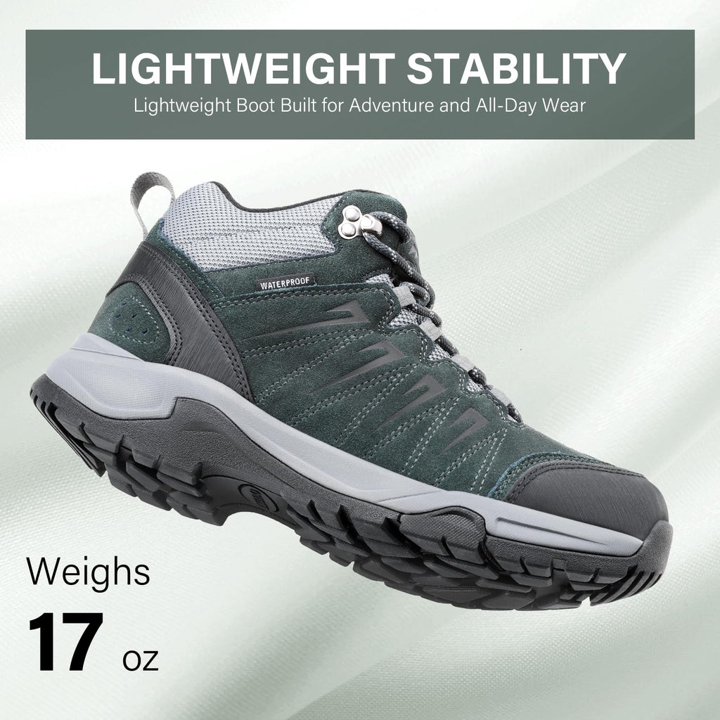 Waterproof Lightweight Leather Mid Ankle Hiking Boots G972276