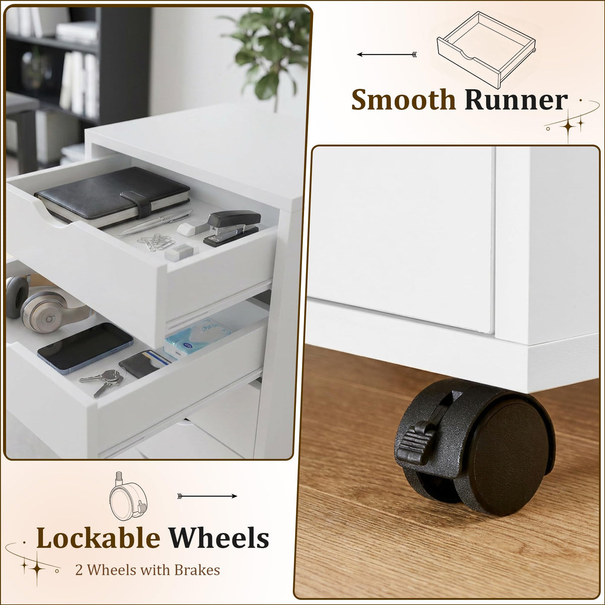 White 5 Drawer Rolling Storage Cabinet J465