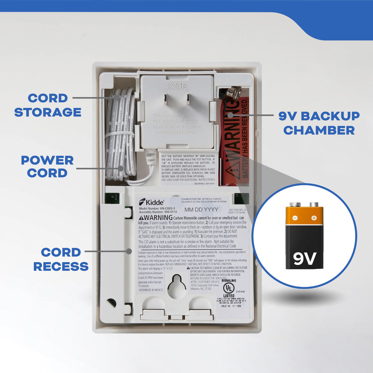 Carbon Monoxide & Explosive Gas Detector, Plug-in with Battery Backup B730