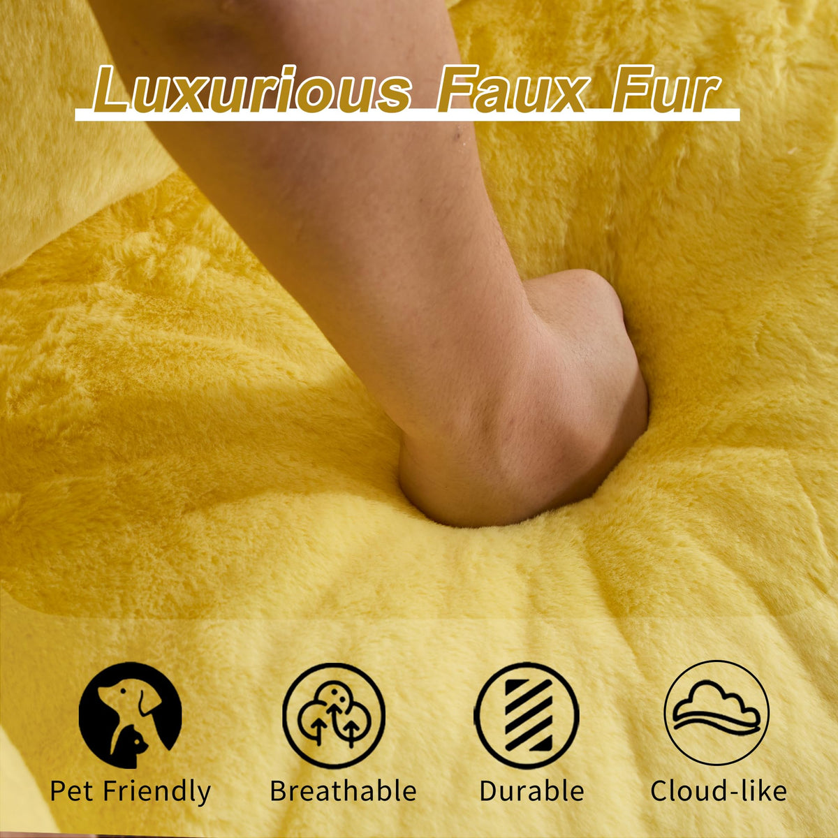 Oversized Yellow Fluffy Loveseat with Pillows Y210662