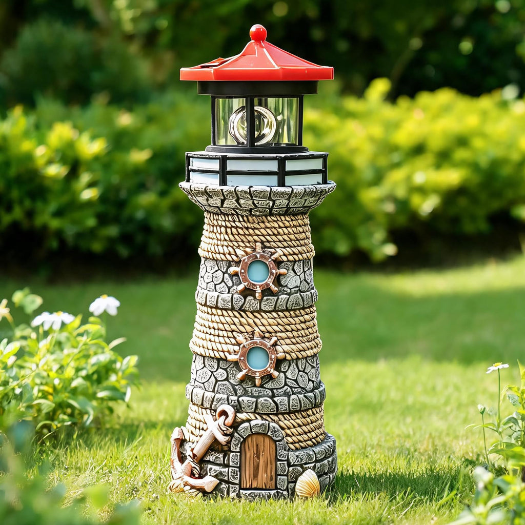 Solar Powered Resin Lighthouse Ornament Y22578