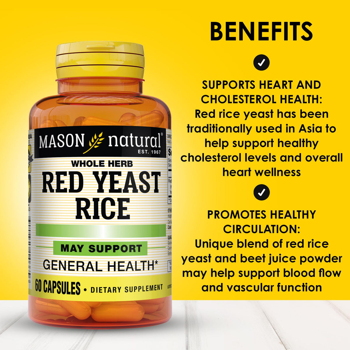Red Yeast Rice Herbal Supplement 60 Capsules Pack of 3 K983634