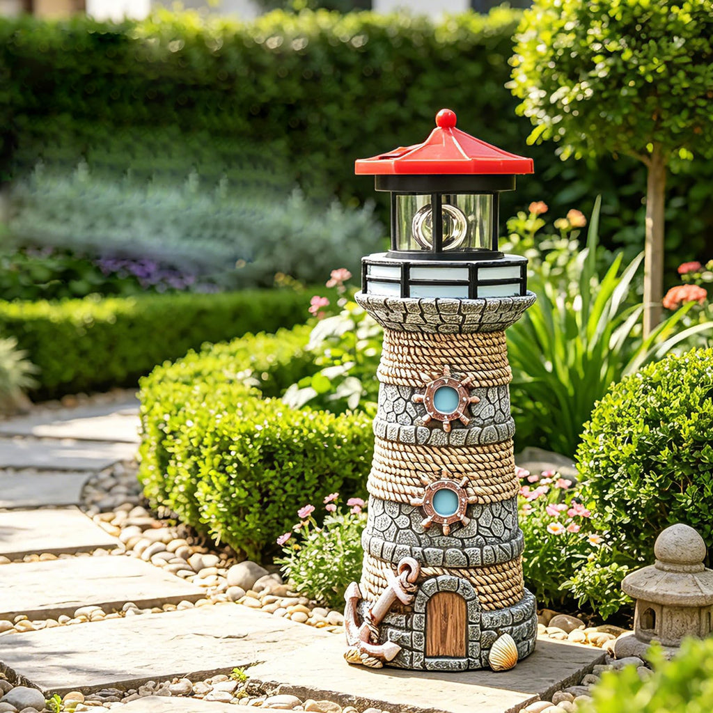 Solar Powered Resin Lighthouse Ornament Y22578