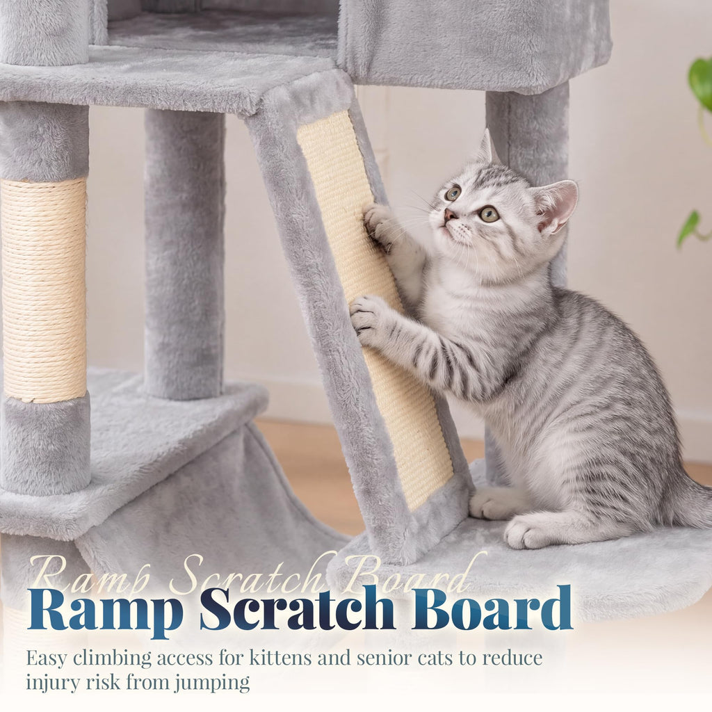 Cat Tree Tower with Padded Platform Bed, Hammock T577